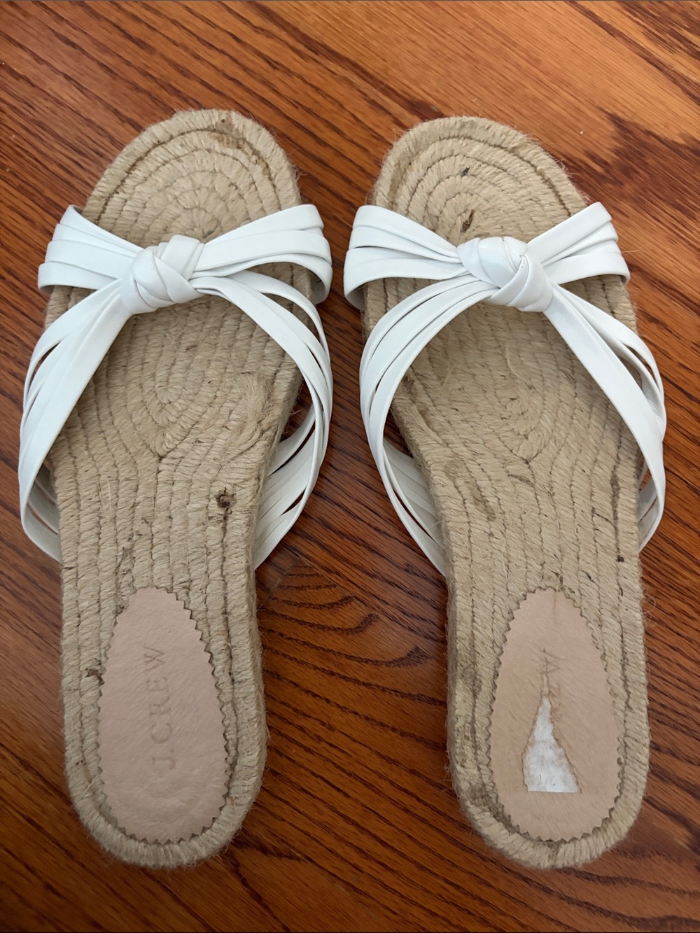 J. Crew Cream Knotted Espadrille Slide Sandals